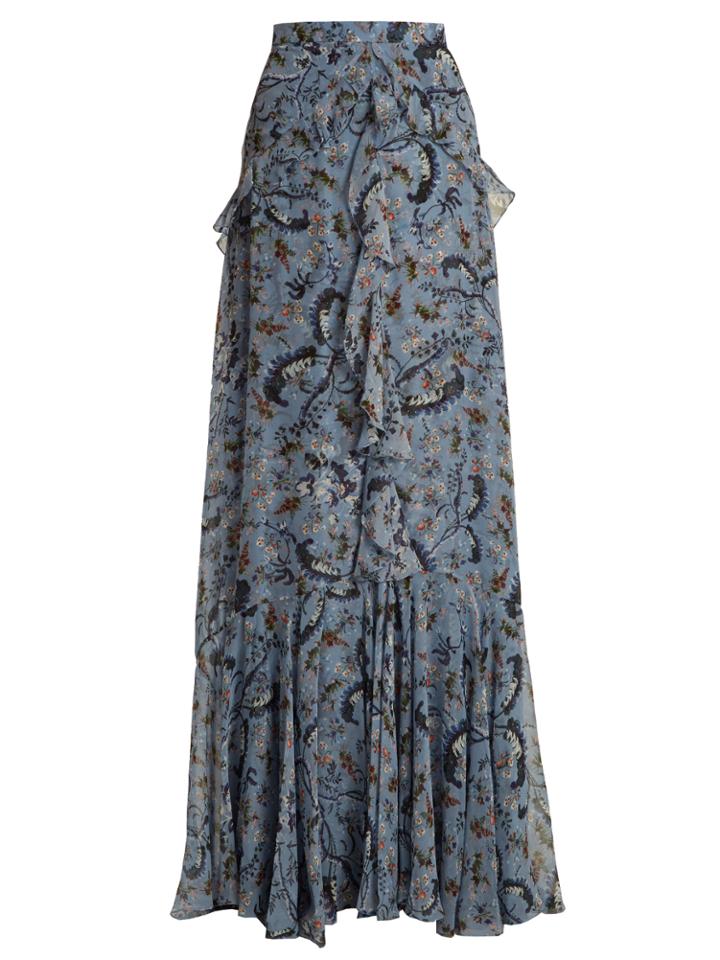 Erdem Alison Paisley Vine-print Silk Maxi Skirt