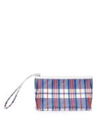 Balenciaga - Barbes Checked Woven-leather Pouch - Womens - Blue White