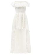Matchesfashion.com Giambattista Valli - Tiered-neck Dipped Macram-lace Gown - Womens - White