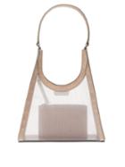 Matchesfashion.com Staud - Rey Mesh And Croc Effect-leather Shoulder Bag - Womens - Grey