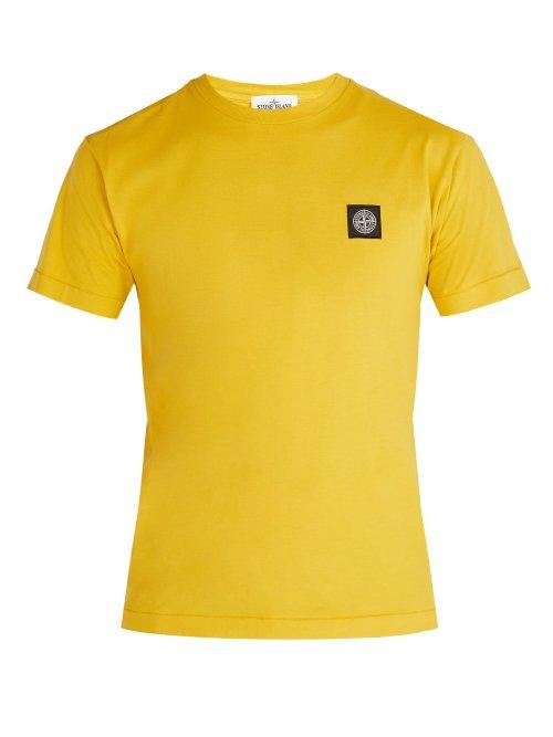 Matchesfashion.com Stone Island - Logo Patch Cotton T Shirt - Mens - Yellow