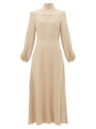 Matchesfashion.com Valentino - Tie-neck Silk-cady Midi Dress - Womens - Light Pink