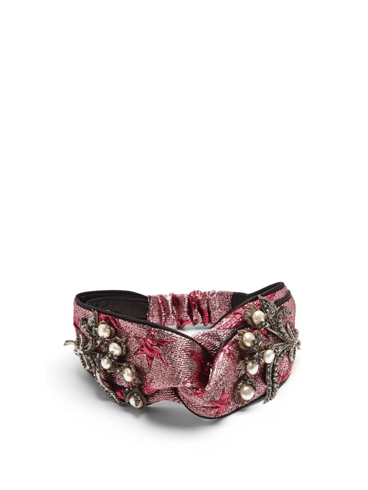 Gucci Embellished Lam Headband