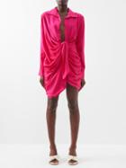 Jacquemus - Bahia Knotted Twill Mini Shirt Dress - Womens - Pink