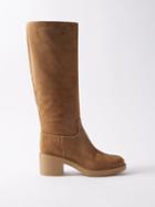 Gianvito Rossi - Hynde 45 Suede Knee Boots - Womens - Brown