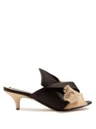 No. 21 Kitten-heel Satin And Canvas Mules