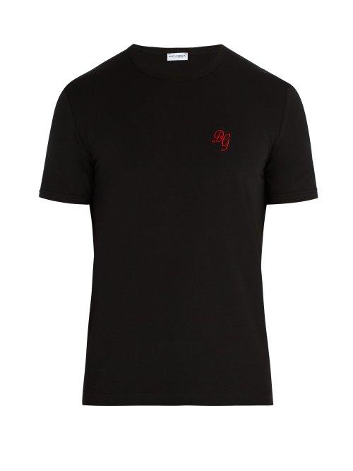 Matchesfashion.com Dolce & Gabbana - Crew Neck Cotton Blend Jersey T Shirt - Mens - Black