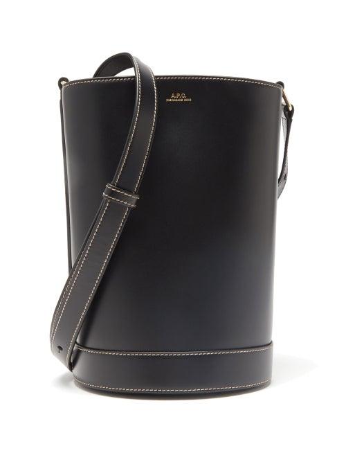 Ladies Bags A.p.c. - Ambre Smooth-leather Bucket Bag - Womens - Black