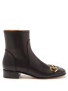 Gucci - Horsebit Leather Ankle Boots - Womens - Black