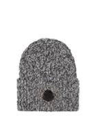 Moncler - Logo-patch Mlange Virgin-wool Beanie - Womens - Grey