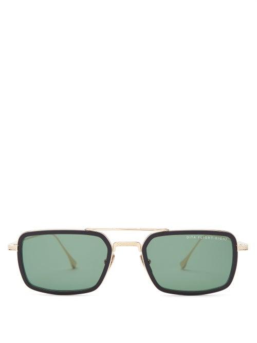 Matchesfashion.com Dita - Flight 008 Rectangular Metal Sunglasses - Mens - Black
