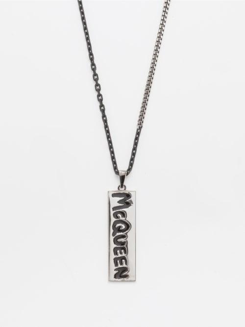 Alexander Mcqueen - Graffiti-logo Pendant Necklace - Mens - Black Silver