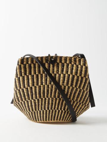 Ins Bressand - Striped Pleated Elephant-grass Shoulder Bag - Womens - Black Multi