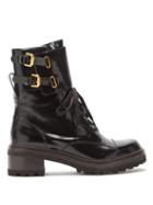 See By Chlo - Mallory Patent-leather Ankle Boots - Womens - Black