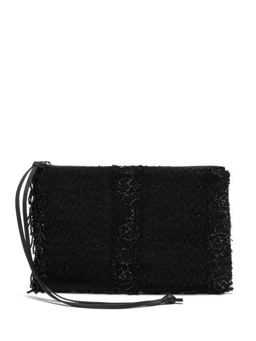 Matchesfashion.com By Walid - Victorian Bead Embroidered Clutch - Womens - Black