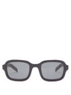 Matchesfashion.com Prada Eyewear - Foiled-logo Rectangle Acetate Sunglasses - Mens - Black