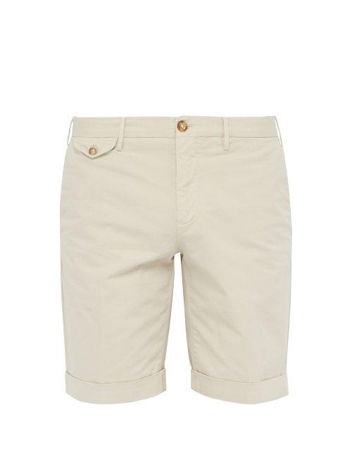 Matchesfashion.com Incotex - Turned Up Cuff Cotton Twill Bermuda Shorts - Mens - White