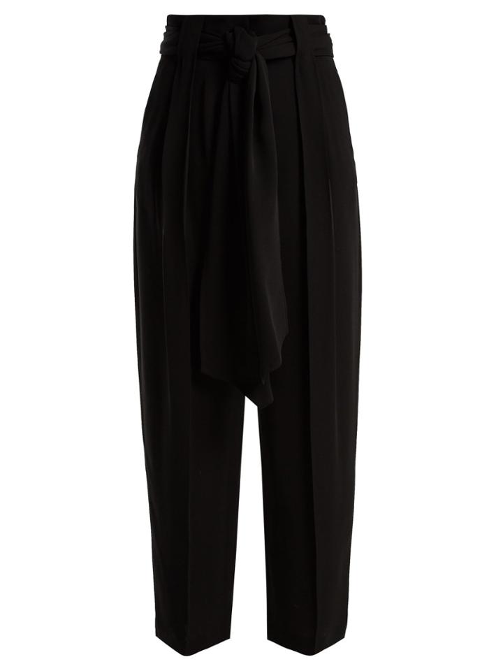 Valentino High-rise Tie-waist Silk-georgette Trousers