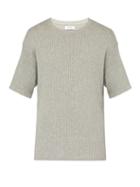 Matchesfashion.com Saturdays Nyc - Pacho Split Ribbed Knit Cotton Blend T Shirt - Mens - Grey