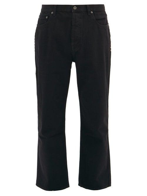 Matchesfashion.com Valentino - Cropped Rockstud-embellished Jeans - Mens - Black