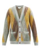 Matchesfashion.com Gucci - Harlequin-jacquard Mohair-blend Cardigan - Mens - Grey Multi