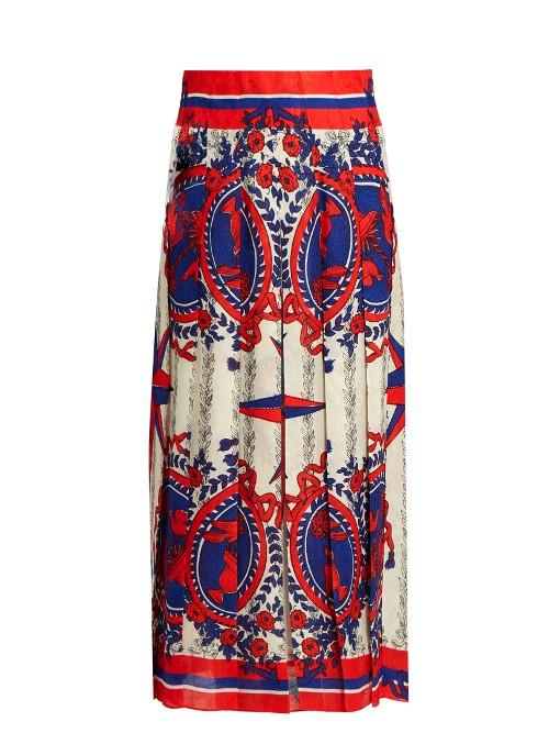 Gucci Carillon-print Pleated Midi Skirt