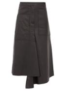 Matchesfashion.com Tibi - Asymmetric Leather Midi Skirt - Womens - Black
