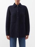 Allude - Point-collar Wool-blend Overshirt - Womens - Dark Navy