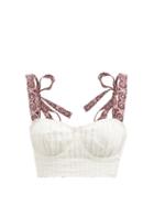 Le Sirenuse, Positano - Dalia Calypso Tie-shoulder Linen Cropped Top - Womens - White