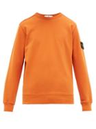 Matchesfashion.com Stone Island - Garment Dyed Compass Logo Patch Cotton Sweatshirt - Mens - Orange