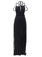 Matchesfashion.com Kasia Kulenty - Aphrodite Braided-tie Cotton-gauze Maxi Dress - Womens - Black