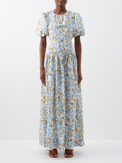 Agua By Agua Bendita - Samba Cutout Floral-print Cotton-poplin Dress - Womens - Multi