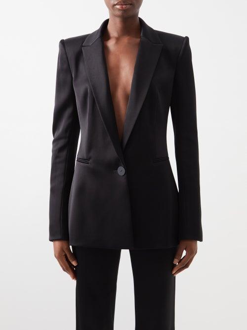 Galvan - Single-breasted Satin Blazer - Womens - Black