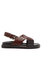 Marni Fussbett Crocodile-effect Leather Sandals