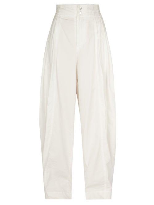 Bottega Veneta - Poplin Wide-leg Trousers - Womens - Ivory
