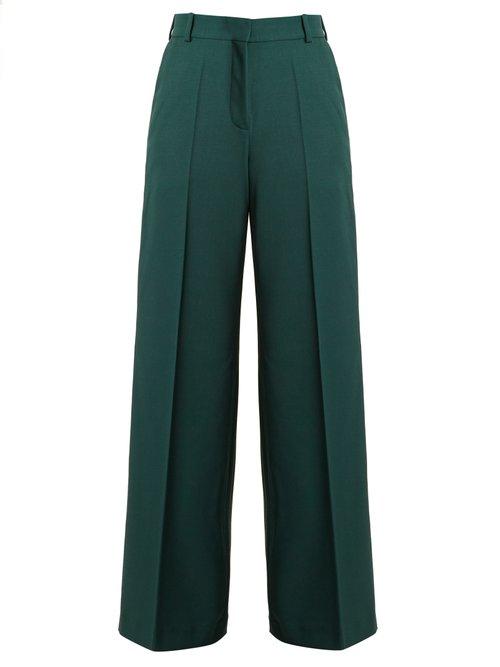 Matchesfashion.com Racil - Cumberland Contrast Panel Wool Trousers - Womens - Green