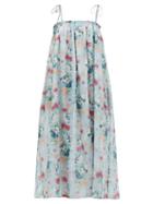 Matchesfashion.com Loup Charmant - Rimini Floral-print Cotton-blend Midi Dress - Womens - Blue Multi