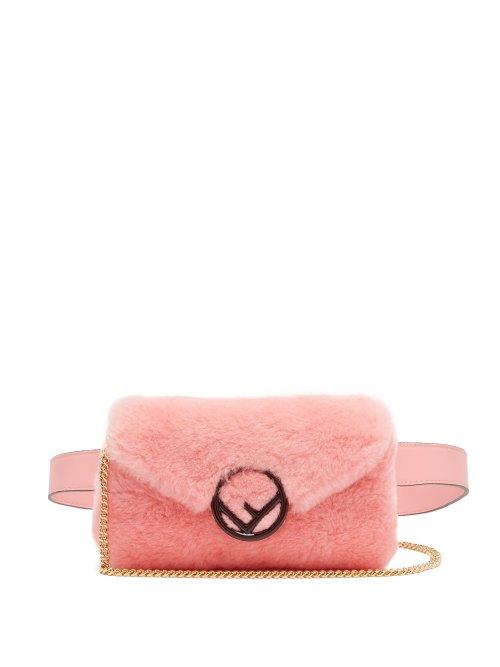 Matchesfashion.com Fendi - F Is Fendi Shearling Belt Bag - Womens - Pink