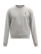 Mens Rtw Ami - Ami De Caur Organic-cotton Jersey Sweatshirt - Mens - Grey