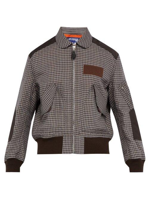 Matchesfashion.com Junya Watanabe - Checked Linen Bomber Jacket - Mens - Khaki Multi