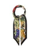 Matchesfashion.com Dolce & Gabbana - Grape-print Silk-satin Scarf - Womens - Black Multi