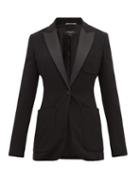 Matchesfashion.com Rochas - Satin Lapel Single Breasted Blazer - Womens - Black