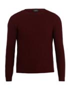 Matchesfashion.com Zanone - Crew Neck Waffle Knit Sweatshirt - Mens - Burgundy