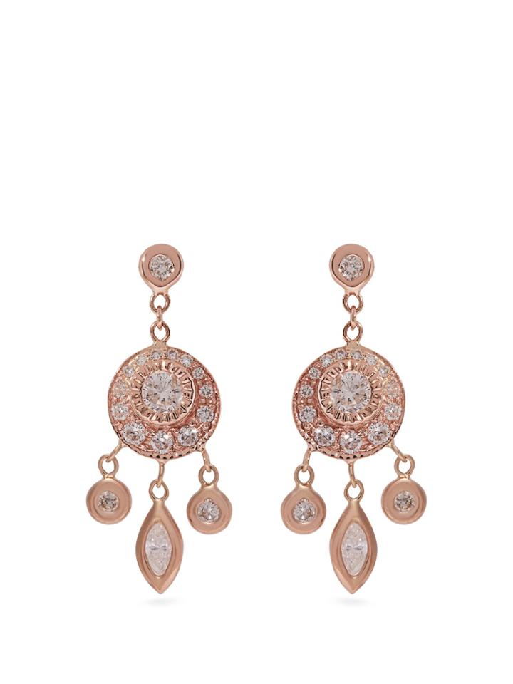 Jacquie Aiche Dreamcatcher Diamond & Rose-gold Earrings