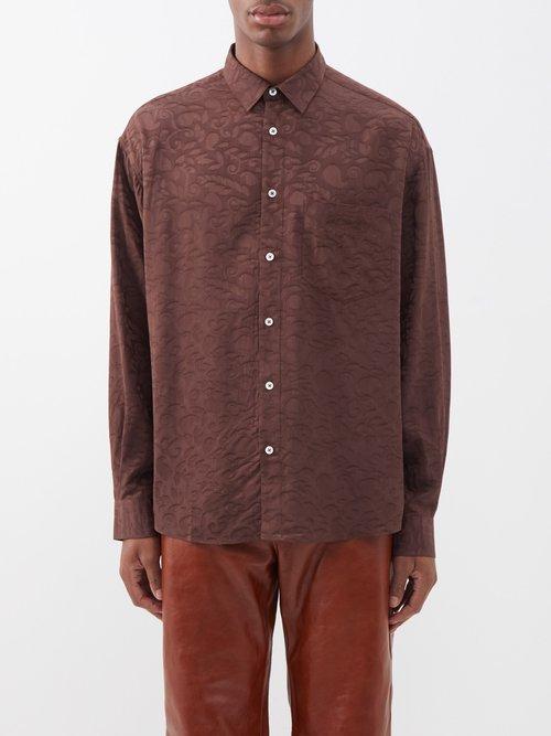 Jacquemus - Simon Floral-jacquard Shirt - Mens - Brown Multi