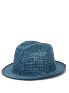 Matchesfashion.com Guanabana - Geometric Straw Panama Hat - Mens - Blue Multi