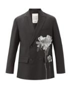 Matchesfashion.com Valentino Garavani - Flowersity Wool-blend Double-breasted Jacket - Mens - Black White