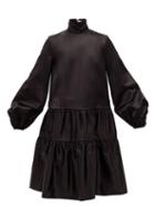 Matchesfashion.com Rochas - Balloon-sleeve Gathered Duchess-satin Dress - Womens - Black