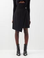 Alexander Mcqueen - Hook-clasp Wool-crepe Wrap Skirt - Womens - Black