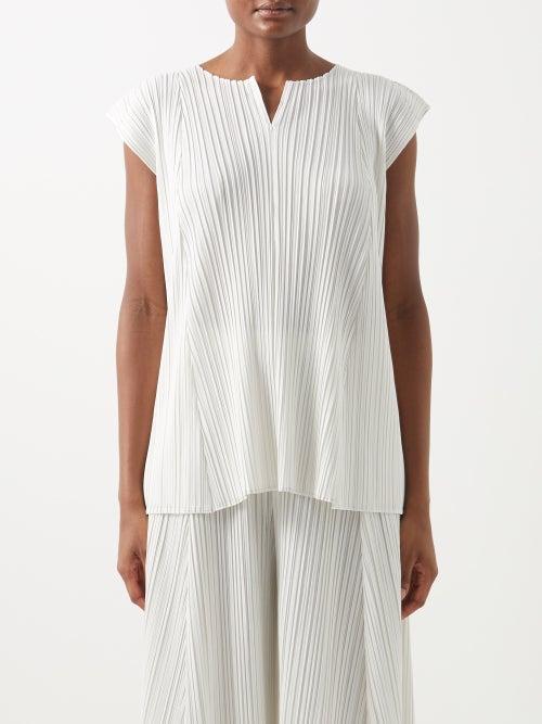 Pleats Please Issey Miyake - Technical-pleated Top - Womens - Ivory